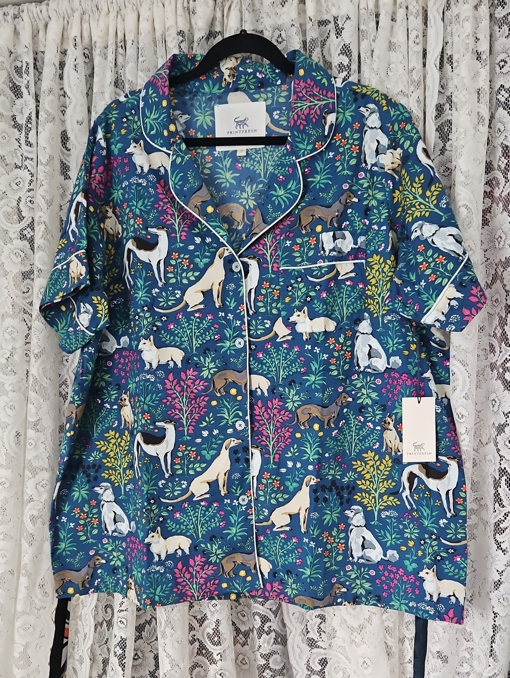 NWT Printfresh Must Love Dogs Short Sleeve PJ Top Only Size 1X